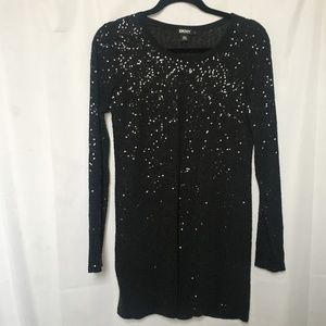 DKNY Black Sequin Long Sleeve Tunic